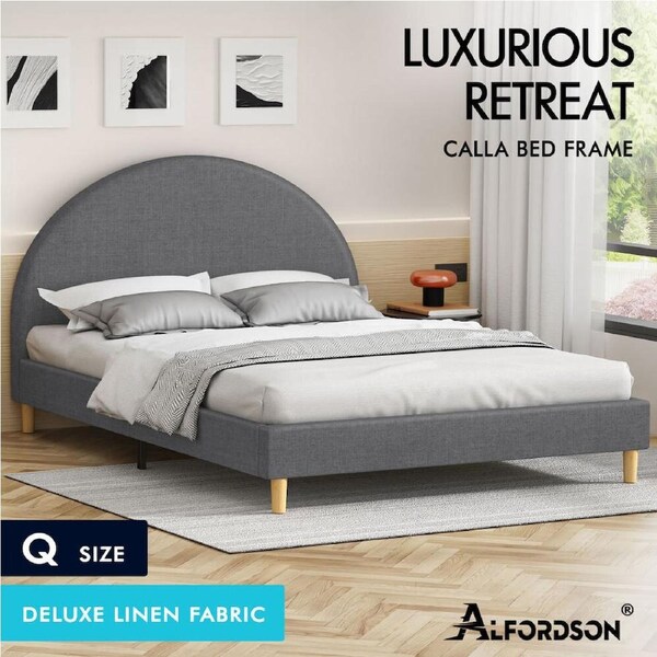 ALFORDSON Bed Frame Queen Double King Single Mattress Base Platform Grey Fabric Queen