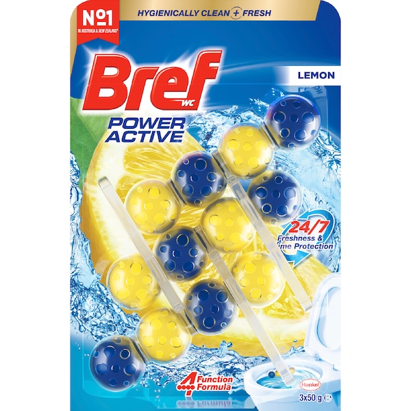 Bref Power Active Juicy Lemon Toilet Cleaner Block 50g x 3 pack