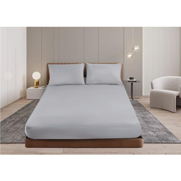 Shangri-La Linen Cashmere Touch Flannelette Fitted Sheet Combo Set King / Grey