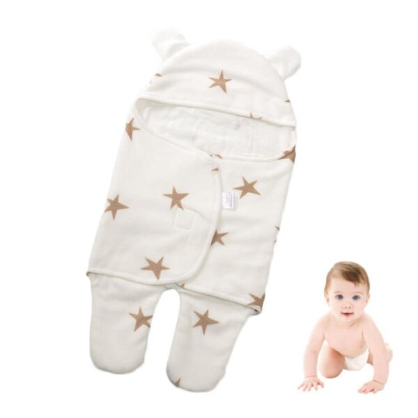 Nevenka Baby Swaddle Blanket Adjustable Sleeping Wrap for 0-6 Month Newborn-White L