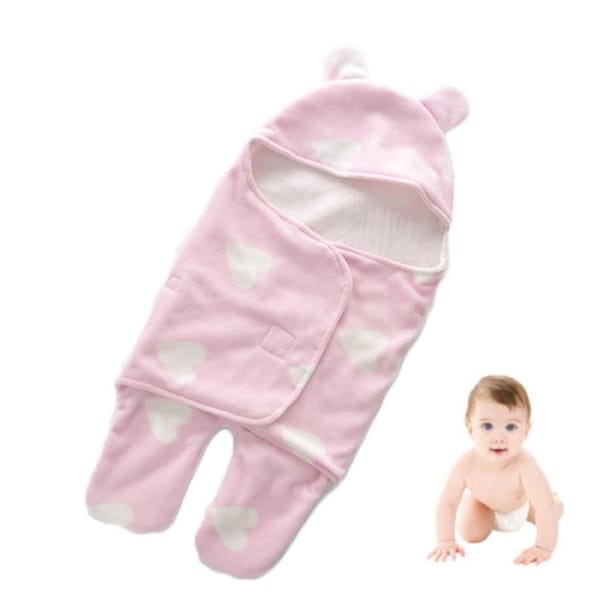 Nevenka Baby Swaddle Blanket Adjustable Sleeping Wrap for 0-6 Month Newborn-Pink S