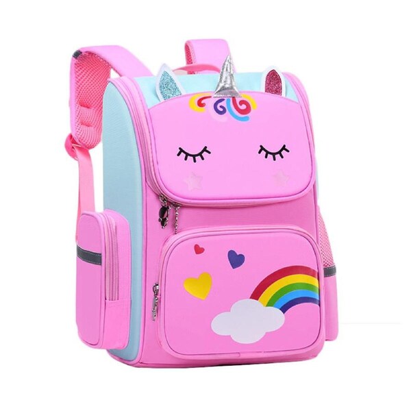 Nevenka Unicorn School Backpack Lightweight with Chest Straps for Kids-Pink S