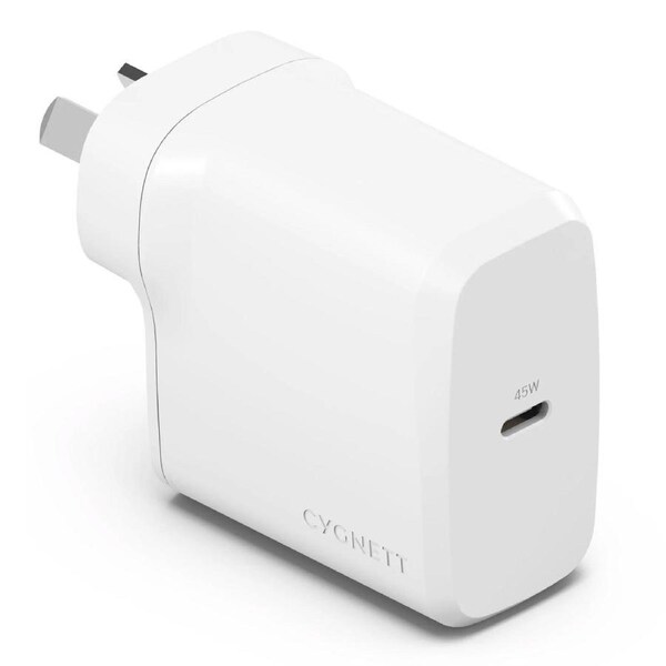 Cygnett PowerPlus 45W Single Port GaN USB-C Wall Charger - White White