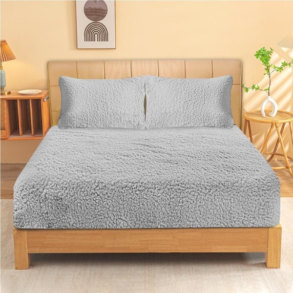 Ramesses Sherpa Fleece Fitted Sheet Combo Set Single / Beige