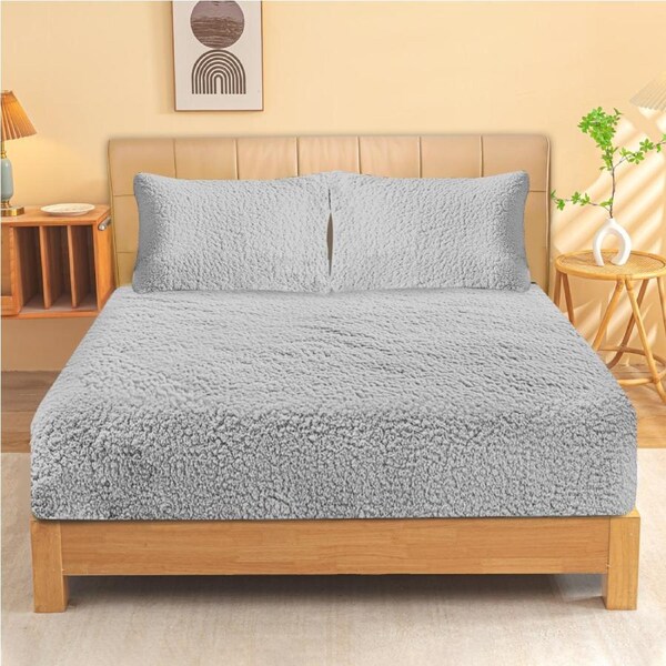 Ramesses Sherpa Fleece Fitted Sheet Combo Set Double / Burgundy