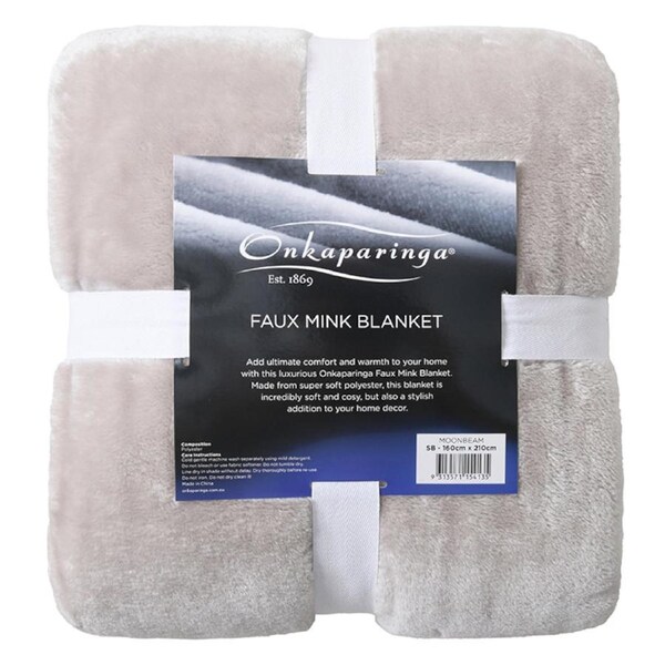 Onkaparinga Luxurious Faux Mink Blanket Moonbeam Queen