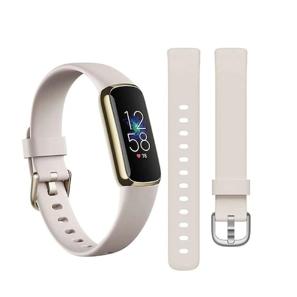 Fitbit Luxe Silicone Replacement Watch Band Wristband Cream White Large
