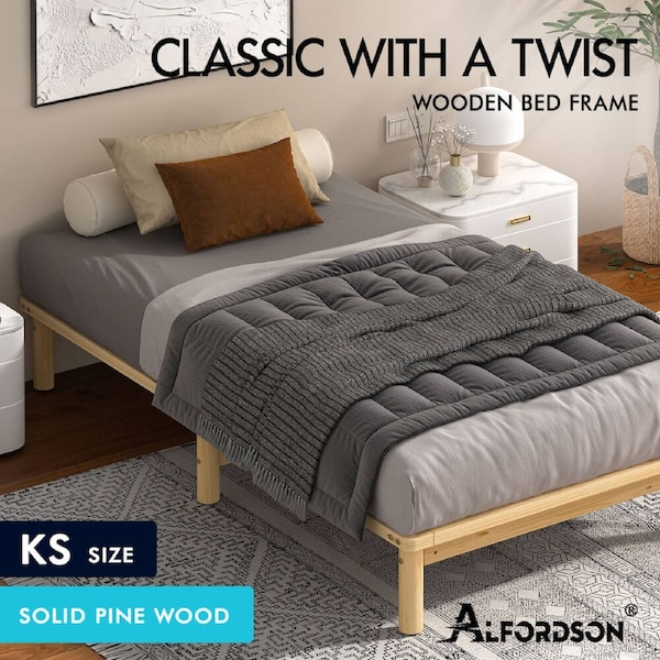 ALFORDSON Bed Frame Queen Double King Single Size Wooden Mattress Base Basia King Single