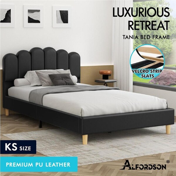 ALFORDSON Bed Frame Queen Double King Single Upholstered Platform Base Leather King Single