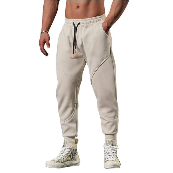 Nevenka Mens Jogger Sweatpants Fleece Lining with Pocket and Drawstring-Apricot M