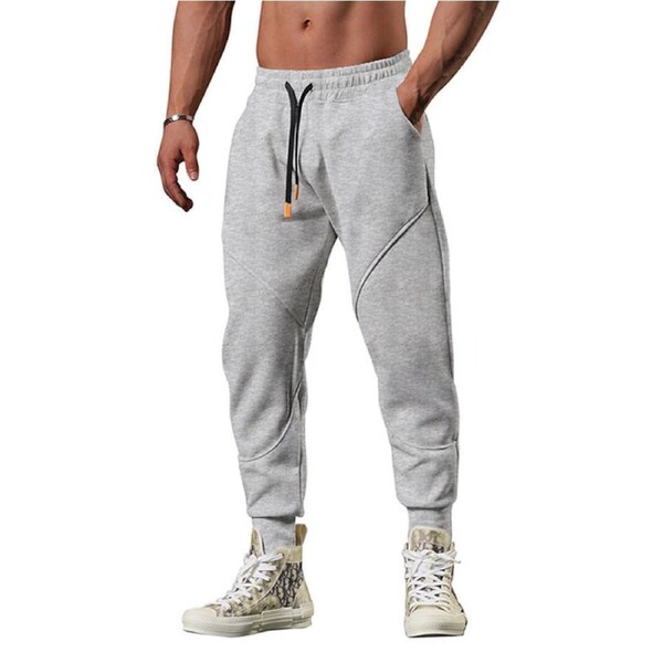 Nevenka Mens Jogger Sweatpants Fleece Lining with Pocket and Drawstring-Light Grey M