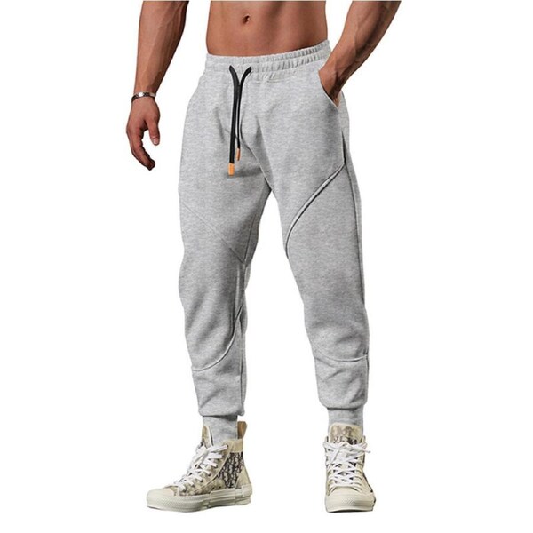 Nevenka Mens Jogger Sweatpants Fleece Lining with Pocket and Drawstring-Light Grey XL
