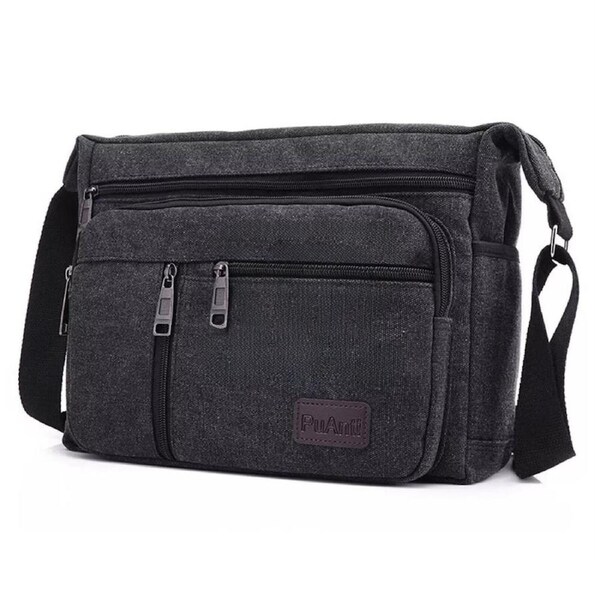 Men Crossbody Shoulder Messenger Bag Canvas Retro Man Bags Satchel Travel Black
