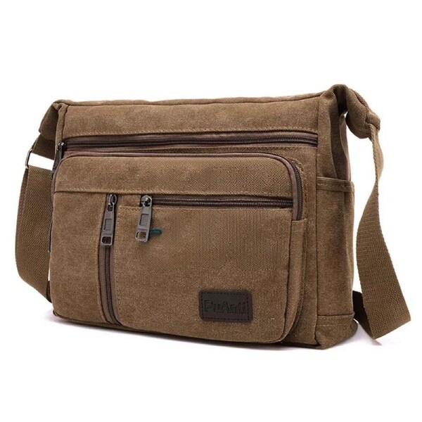 Men Crossbody Shoulder Messenger Bag Canvas Retro Man Bags Satchel Travel Coffee