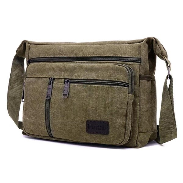 Men Crossbody Shoulder Messenger Bag Canvas Retro Man Bags Satchel Travel Army Green