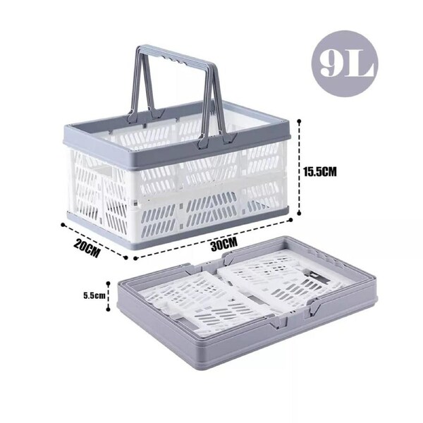 9/19L Portable Collapsible Shopping Cart Basket Crates Plastic Picnic Camping 9L