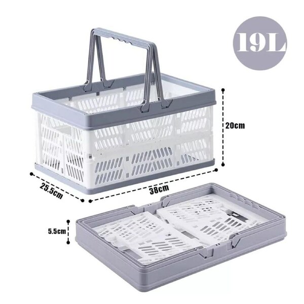 9/19L Portable Collapsible Shopping Cart Basket Crates Plastic Picnic Camping 19L