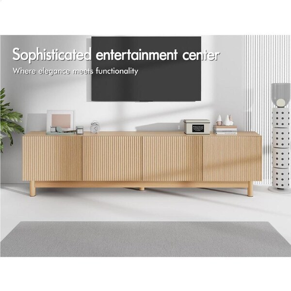 ALFORDSON Entertainment Unit TV Cabinet Stand 180cm Storage Shelves Doors Black