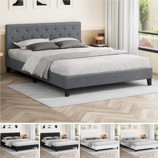 ALFORDSON Bed Frame Queen Double King Single Mattress Base Wooden Slats Double - Boucle White