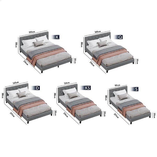 ALFORDSON Bed Frame Queen Double King Single Mattress Base Wooden Slats King - Boucle White