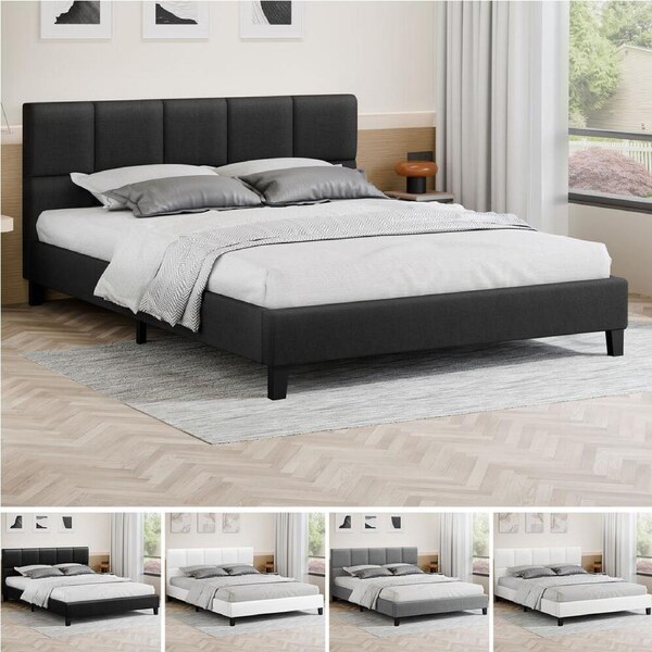 ALFORDSON Bed Frame Queen Double King Single Mattress Base Wooden Slats Platt King Single - Leather Black