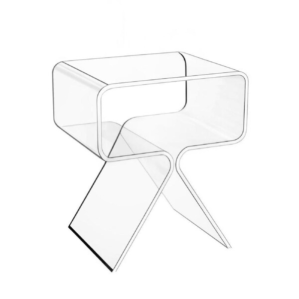 MIUZ Acrylic Bedside Table - Modern Transparent Nightstand, Waterproof & Space-Saving Clear