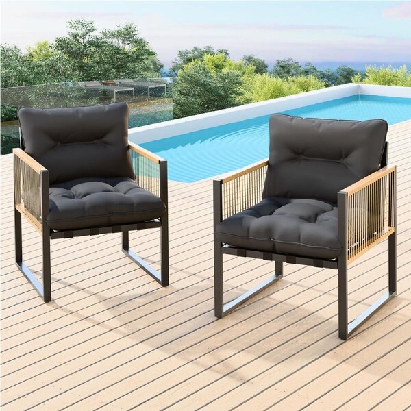 ALFORDSON 2x Outdoor Lounge Chairs Patio Furniture Garden Armchair Rattan Chair Wicker Grey