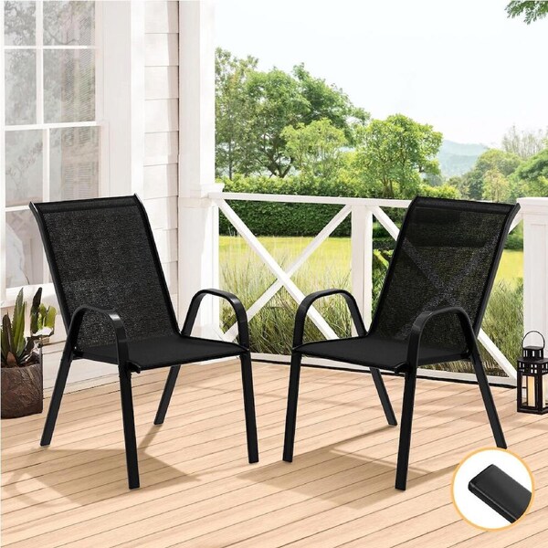ALFORDSON Outdoor Dining Chairs Patio Furniture Bistro Chairs x2 - Black