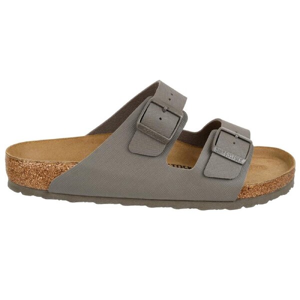 Birkenstock Unisex Arizona Birko-Flor Regular Fit Sandals Saffiano Concrete Grey 42
