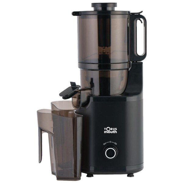 Torus Mouth Wide-Mouth Big-Mouth Auto-Cut Auto-Feed Cold Press Slow Juicer in Black or Silver Black