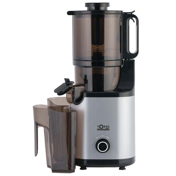 Torus Mouth Wide-Mouth Big-Mouth Auto-Cut Auto-Feed Cold Press Slow Juicer in Black or Silver Silver
