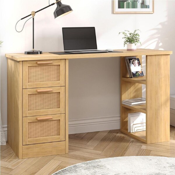 ALFORDSON Computer Desk Drawers Home Office Laptop PC Study Table Shelf Oak