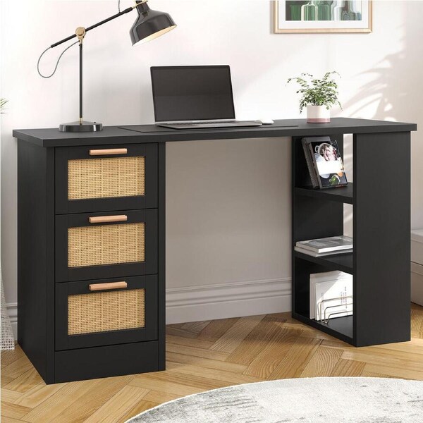 ALFORDSON Computer Desk Drawers Home Office Laptop PC Study Table Shelf Black