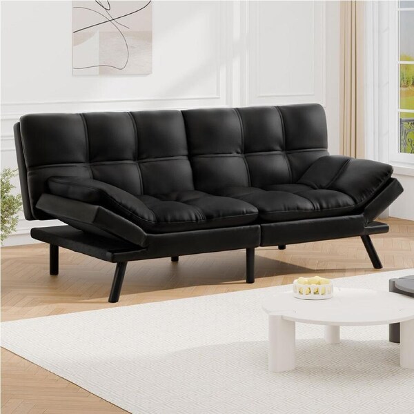 ALFORDSON Sofa Bed Couch 3 Seater Recliner Lounge Leather Leather Black