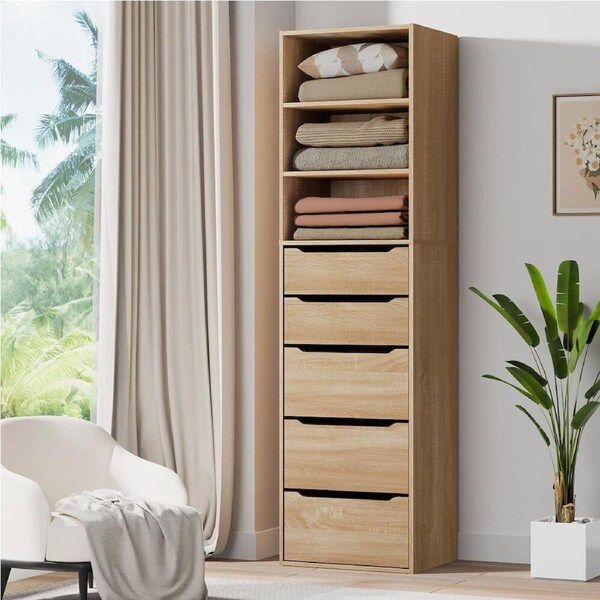 ALFORDSON Wardrobe 5 Drawers Clothes Closet Storage Cabinet Wood