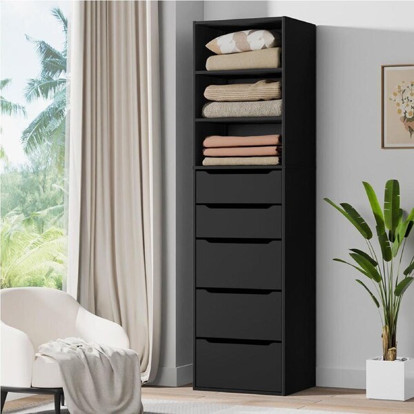ALFORDSON Wardrobe 5 Drawers Clothes Closet Storage Cabinet Black