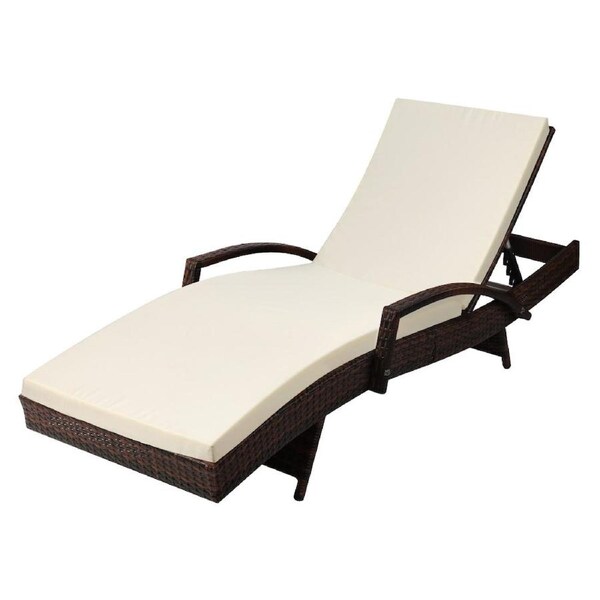 Gardeon Sun Lounge Wicker Lounger Outdoor Furniture Beach Chair Patio Adjustable Cushion Black