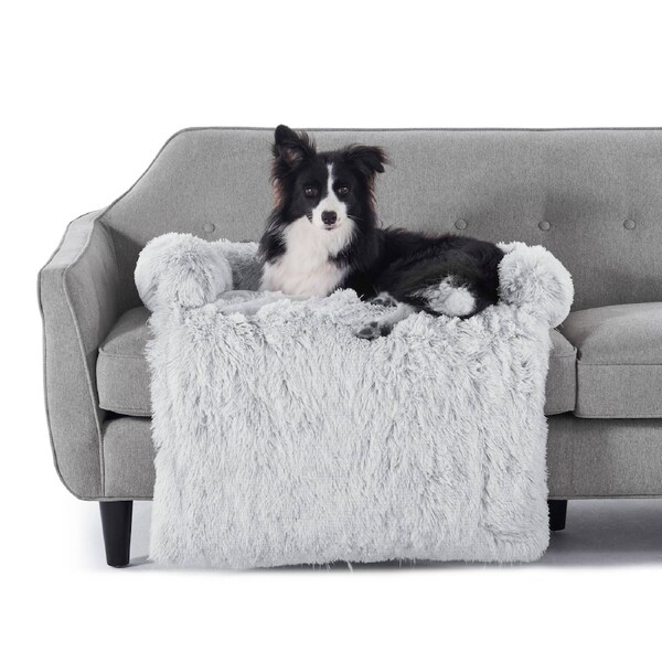 Charlie's Shaggy Faux Fur Bolster Sofa Protector Calming Dog Bed Arctic White (Small, Large, XXL) XXL