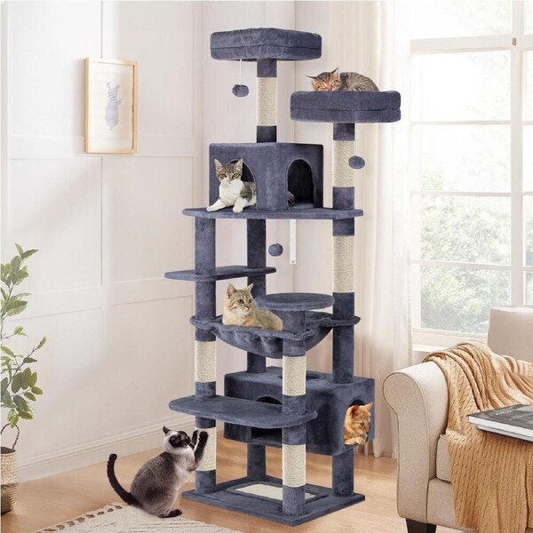 BEASTIE Cat Tree Tower Scratching Post Scratcher Condo House Furniture 184cm Grey