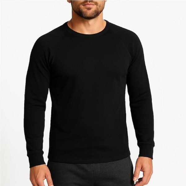 Mens Cotton Raglan Long Sleeve Thermal Top Underwear Thermals Base Layer Crew Neck L