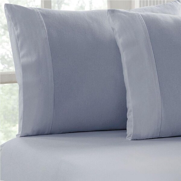Park Avenue Cotton 175gsm Flannelette Fitted & Pillowcase Bedding Set - Sky King
