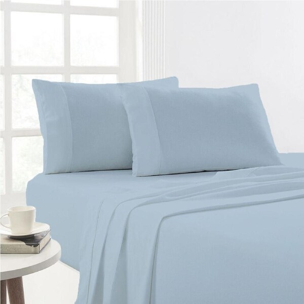 Park Avenue Cotton 175gsm Flannelette Bed Sheet w/ Pillowcase Set - Sky Double