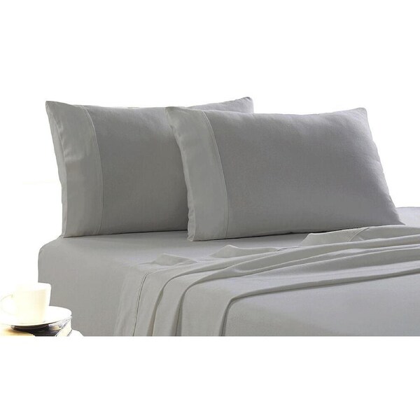 Park Avenue Cotton 175gsm Flannelette Bed Sheet w/ Pillowcase Set - Silver King