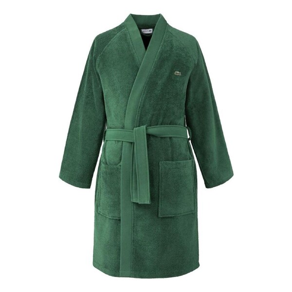 Lacoste LDEFILE 100% Organic Cotton Long Sleeved Kimono Bath Robe Vert XL