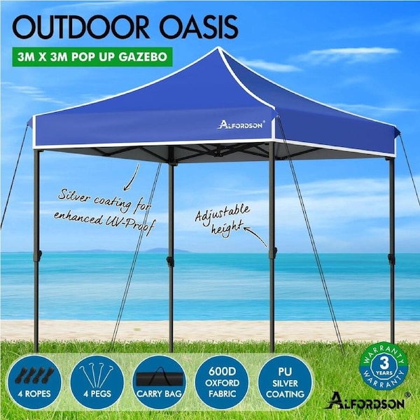 ALFORDSON Gazebo 3x3m Pop Up Marquee Canopy Blue
