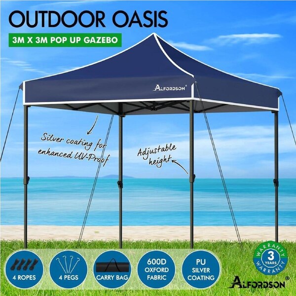 ALFORDSON Gazebo 3x3m Pop Up Marquee Canopy Navy