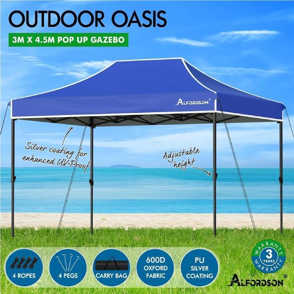ALFORDSON Gazebo 3x4.5m Pop Up Marquee Canopy Blue