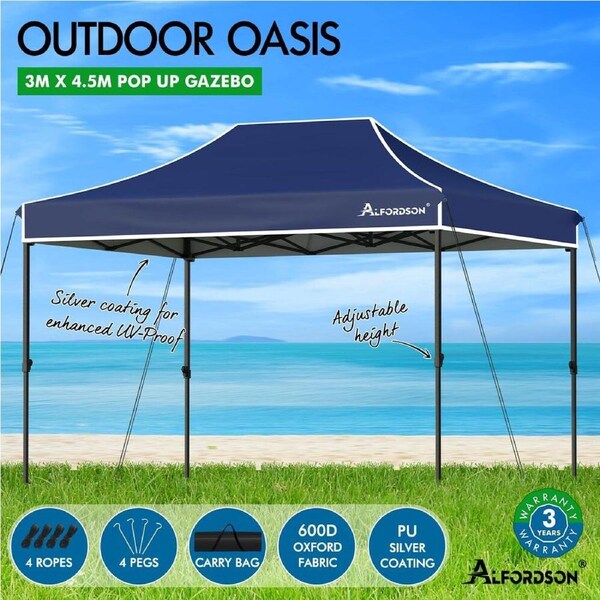 ALFORDSON Gazebo 3x4.5m Pop Up Marquee Canopy Navy