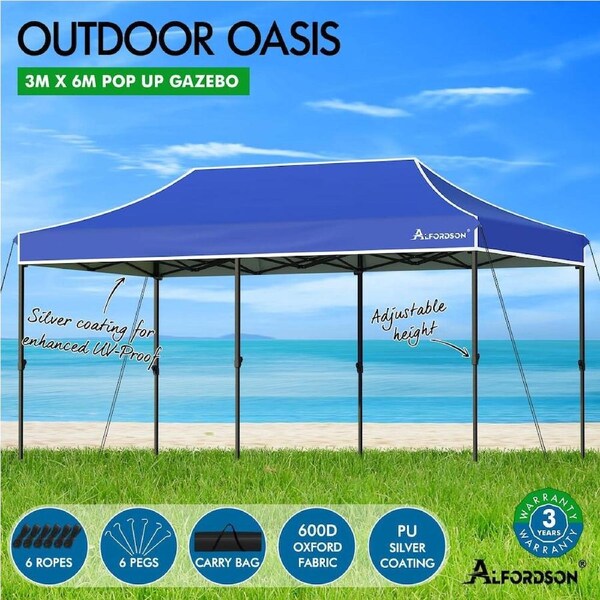 ALFORDSON Gazebo 3x6m Pop Up Marquee Canopy Blue