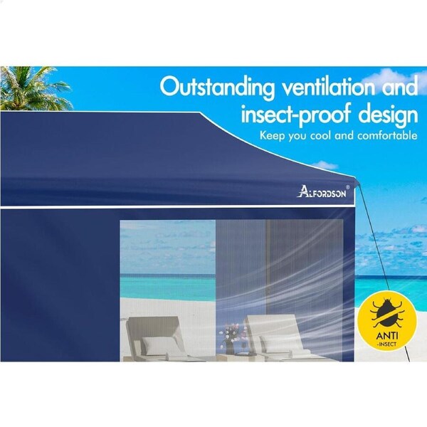 ALFORDSON Gazebo 3x6m Pop Up Marquee Camping Folding Tent Canopy 600D Oxford Blue